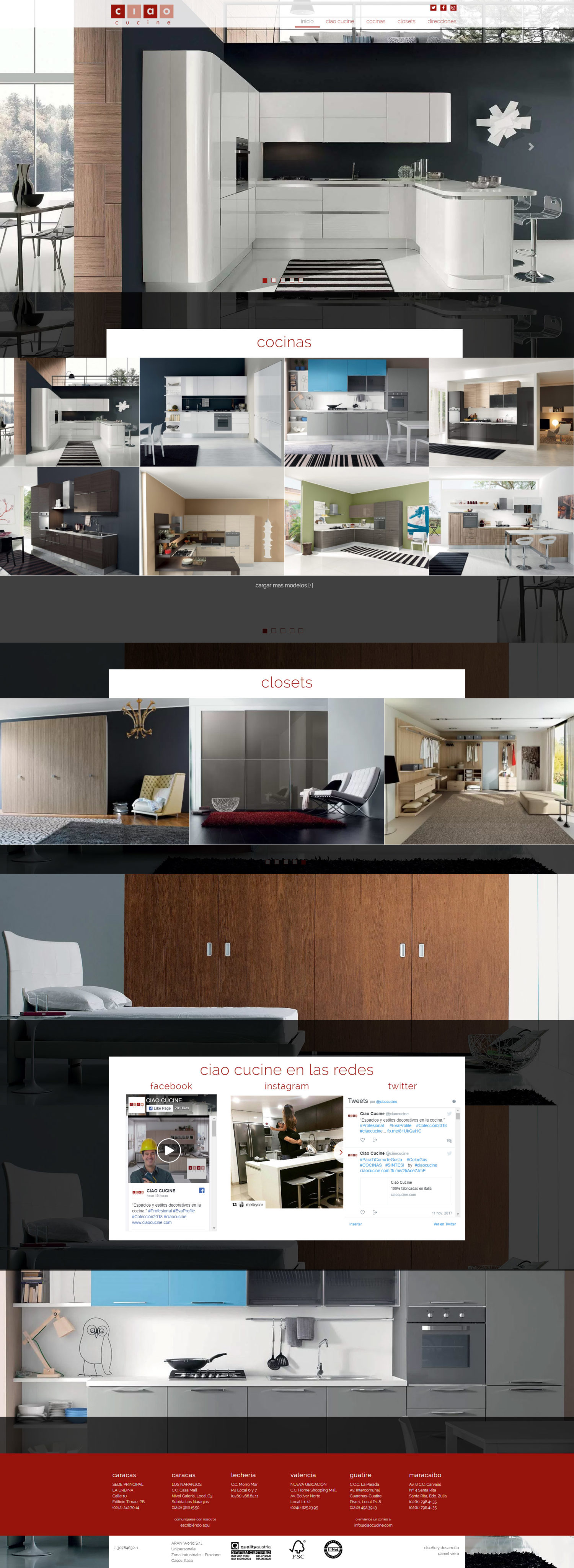 Ciao Cucine | Product catalog of Italian modular kitchen company. Responsive website developed for WordPress with bootstrap and paralax. Logo Design