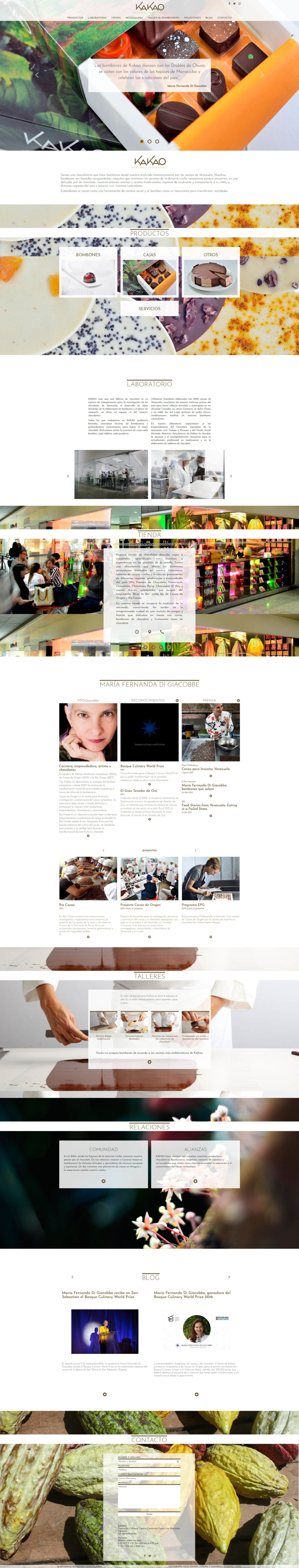 Kakao | Chocolate factory with a deep infatuation for Venezuelan' cocoa. Responsive infinite scroll website developed for WordPress with bootstrap