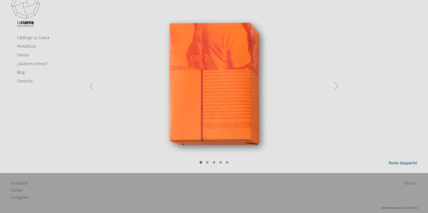 La cueva casa editorial | Publishing house specialized in photography books. Responsive website developed for WordPress with bootstrap and e-commerce through shoppify,