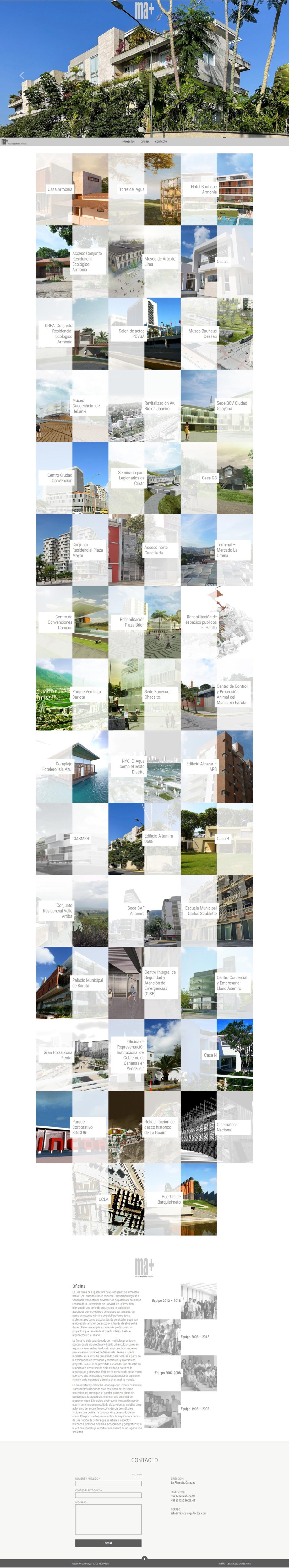 Micucci Arquitectos Asociados | Portafolio de la oficina de Arquitectura venezolana dirigida por Franco Micucci. Desarrollada para WordPress con bootstrap y scroll infinito.
